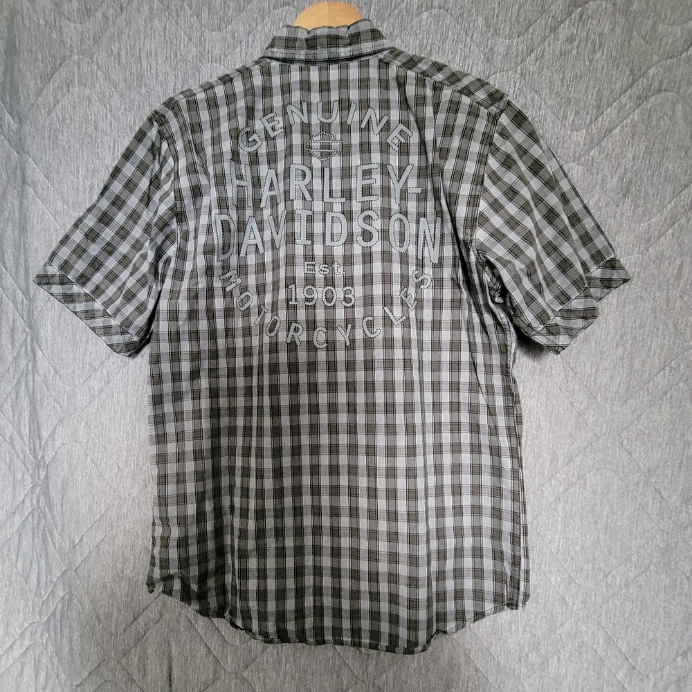 Harley-Davidson Black and White Plaid Shirt